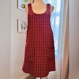 Vintage 90s Tracy Evans Vibrant Red Plaid Pinafore Jumper Dress Juniors Size 7